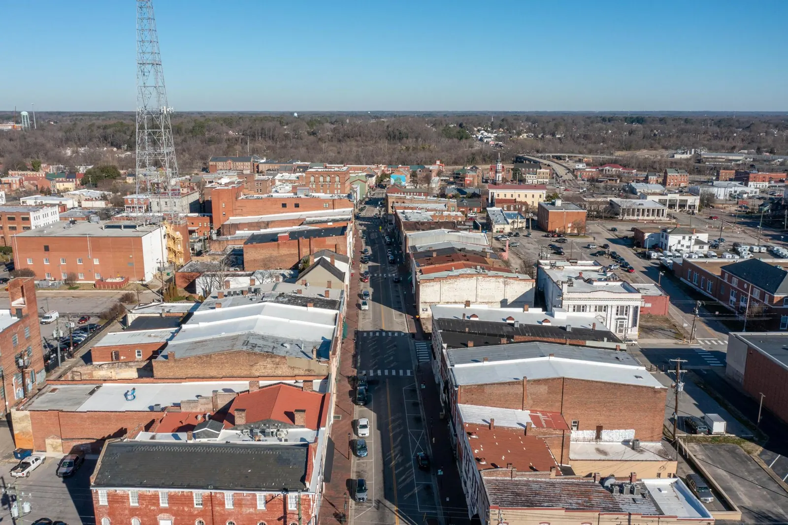 Aerial view of Old Towne Petersburg, Virginia